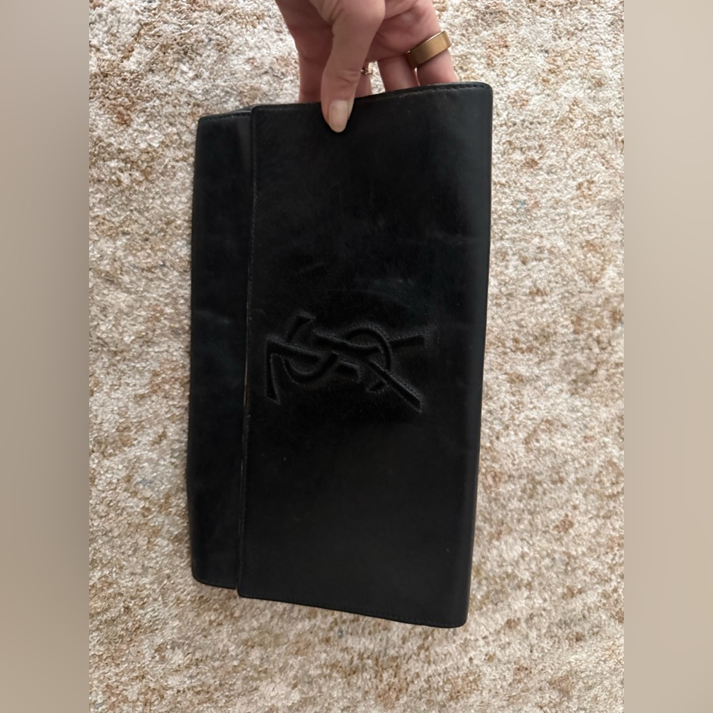 YSL Gunmetal Leather Clutch - Picture 5 of 10